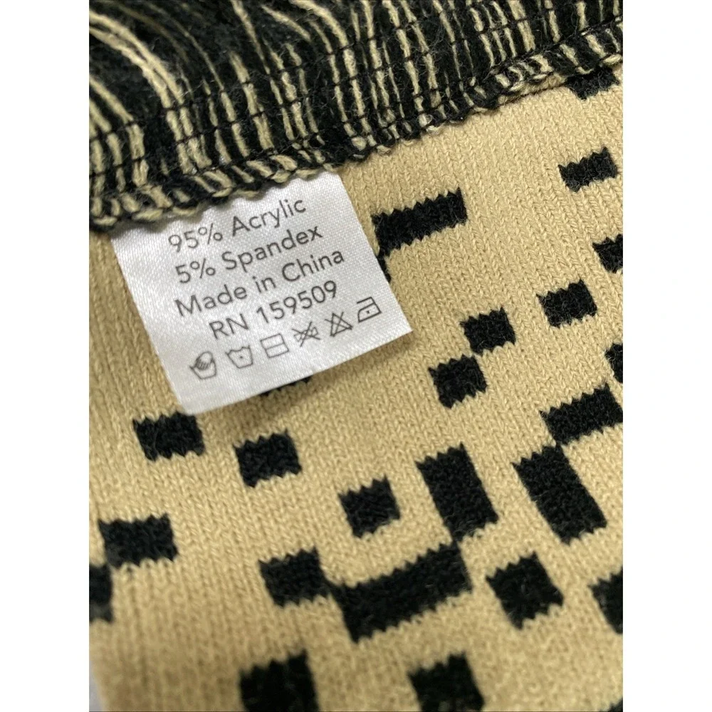 Skrewball Peanut Butter Whiskey Scarf Knit Fringe Mens Black Tan 60in Casual